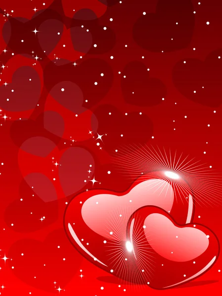 Vectorillustratie van twee hart shapes op een achtergrond met rode kleur — Stockvector