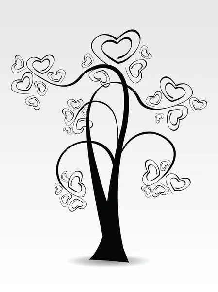 Vectorillustratie van een boom van de liefde op witte geïsoleerde achtergrond. — Stockvector