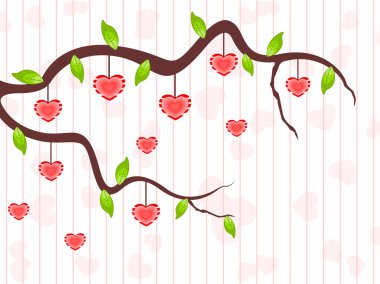 A love tree having hanging heart shapes. Vector illustration. clipart