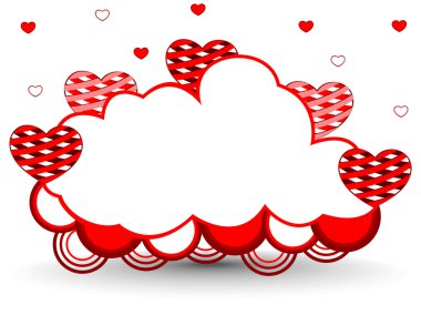 Vector illustration of a frame in cloud shape decorated with hea clipart