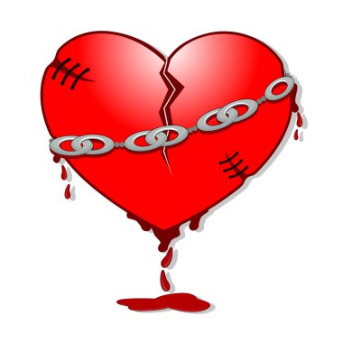 Vector illustration of a broken heart shape on white isolated ba clipart