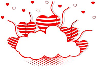 Vector illustration of a frame in cloud shape decorated with hea clipart