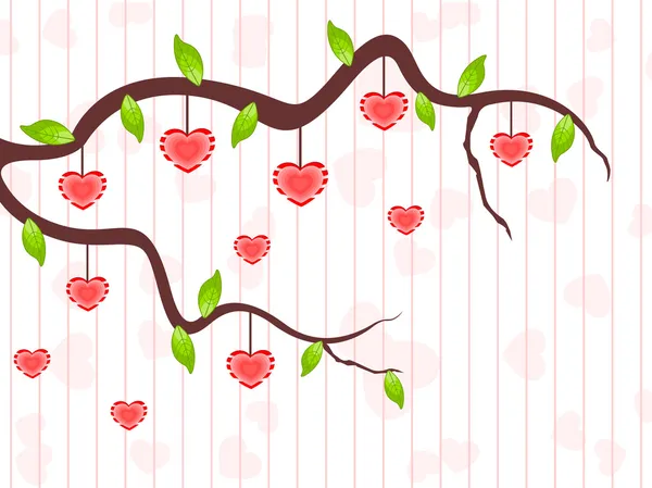 Un albero d'amore a forma di cuore appeso. Illustrazione vettoriale . — Vettoriale Stock