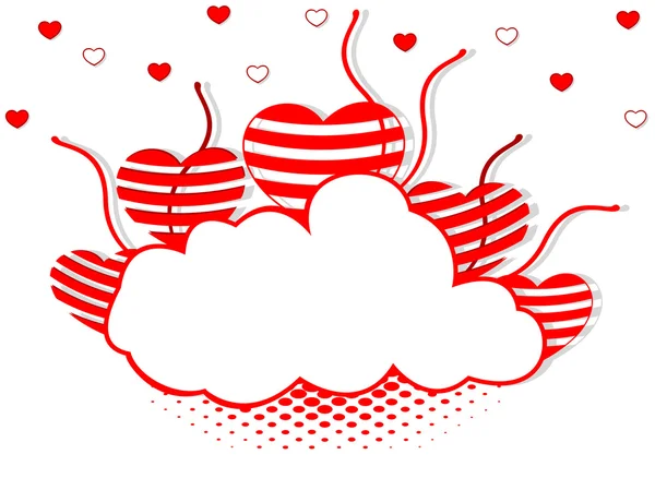 Εικονογράφηση φορέας ενός πλαισίου στο σύννεφο σχήμα, διακοσμημένα με hea — Διανυσματικό Αρχείο