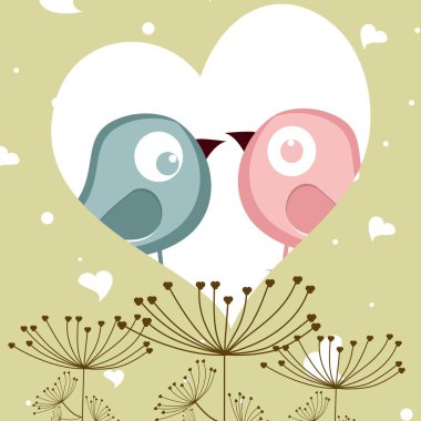 Vector illustration of love birds in heart shape for Valentines clipart
