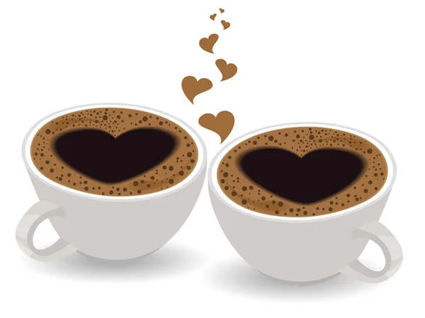 Tasse de café avec image en forme de coeur sur fond blanc isolé — Image vectorielle