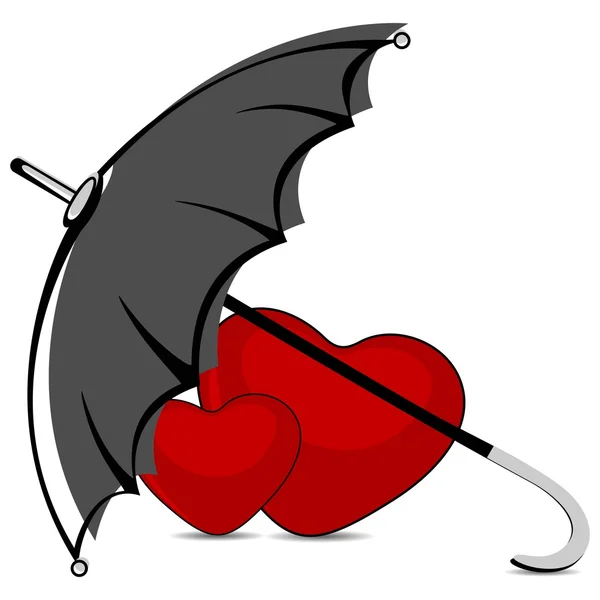 Vektorové lásku srdce bezpečnostní pojištění péče pod deštník. — Stockový vektor