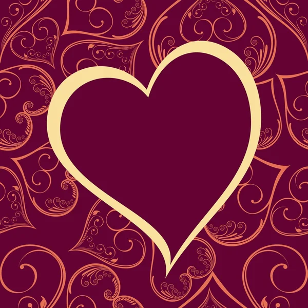 Векторный узор рама формы сердца на фоне цвета мегенты . — стоковый вектор