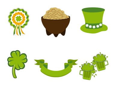 Saint Patrick's Day symbols vector set isolated on white. clipart