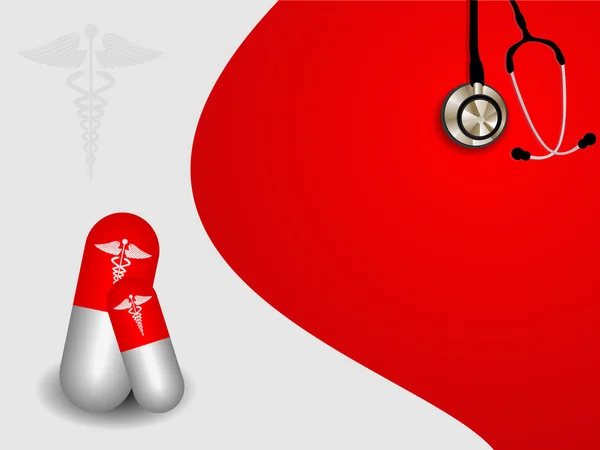 Vettoriale senza soluzione di continuità simbolo medico su sfondo rosso con capsule — Vettoriale Stock