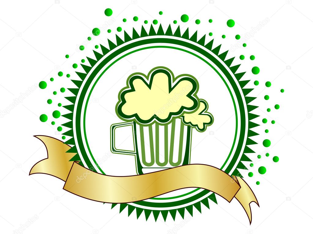A beautiful batch with beer mug and a ribbon. vector