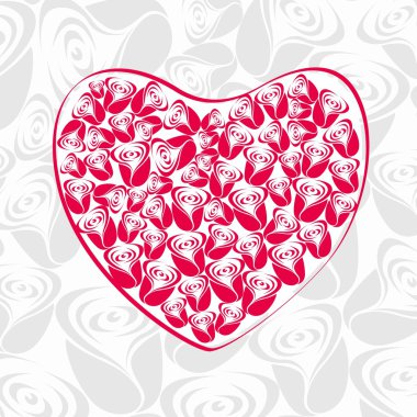 Beautiful valentines heart from roses . vector illustration. clipart