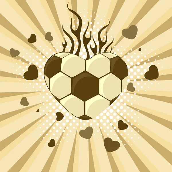 Vector ilustración del fútbol en forma de corazón — Vector de stock