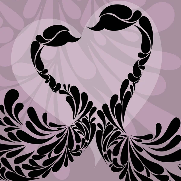 Två svanar dekorerad med blommor. vektor illustration. — Stock vektor