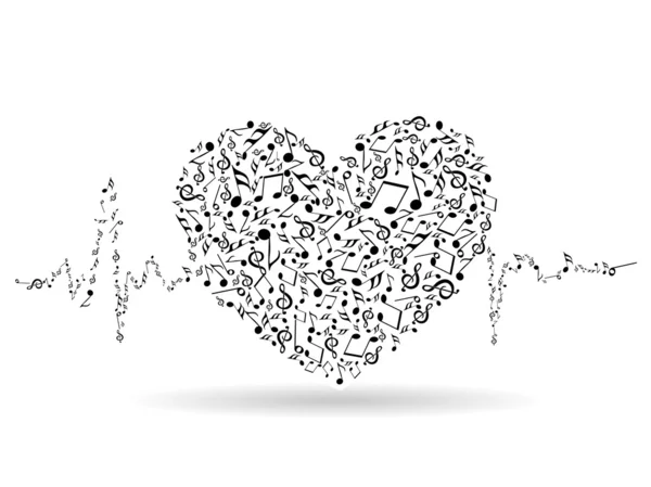 Um belo cartão de Dia dos Namorados com coração musical . — Vetor de Stock