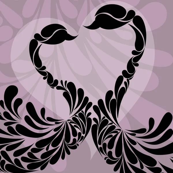 Dos cisnes decorados con flores. Ilustración vectorial . — Archivo Imágenes Vectoriales