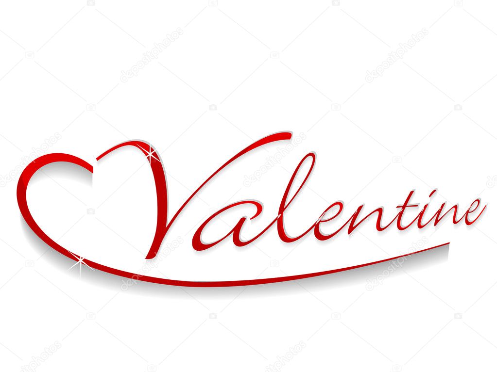 Drawing Valentine text on white background.