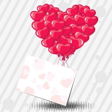 big balloon heart, vector background with card clipart