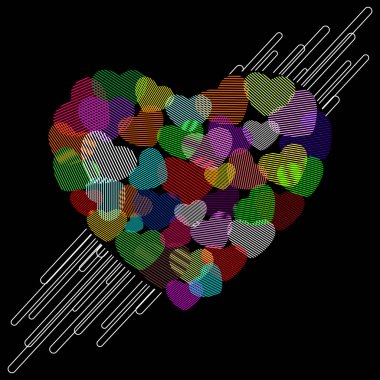 Vector illustration of a colorful heart shape on black backgroun clipart