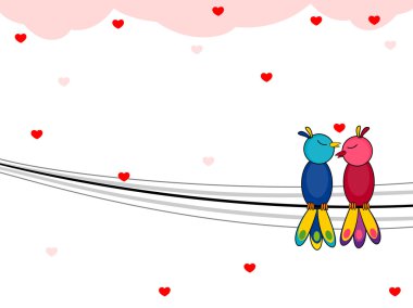 Love birds sitting and loving each other. vector. clipart