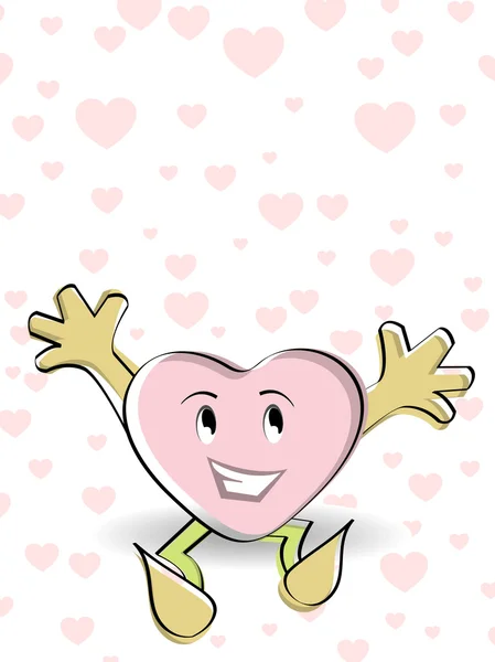 Valentine card with a happy heart shape cute heart. — Stock Vector