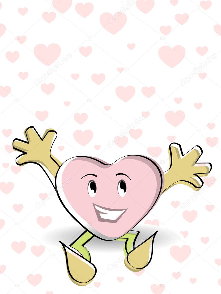 valentine card with a happy heart shape cute heart.