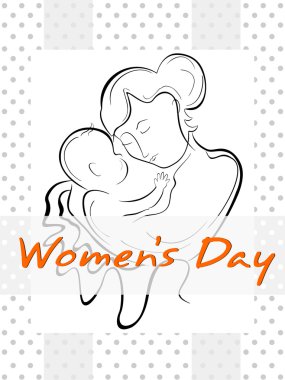 A woman or a mother having her baby with the line art creation. clipart