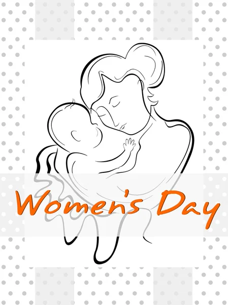 A woman or a mother having her baby with the line art creation. — Stock Vector