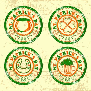 Rubber satmp with ornaments for St. Patrick's Day. vector. clipart