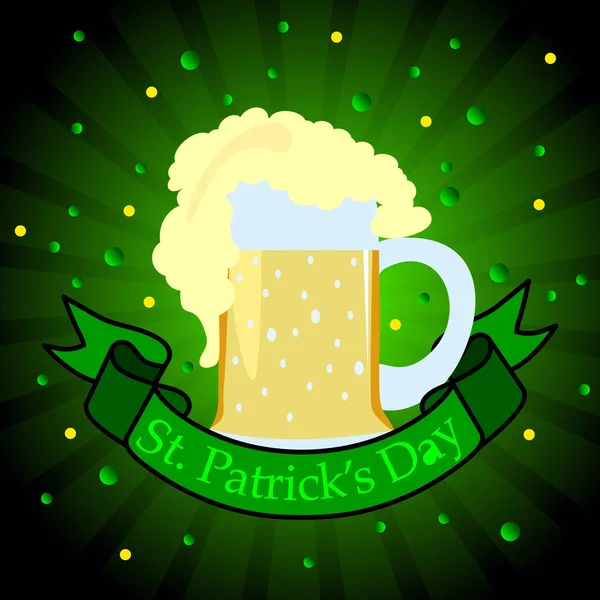Fundo gradiente com caneca de cerveja para o Dia do Patrick. vetor . — Vetor de Stock