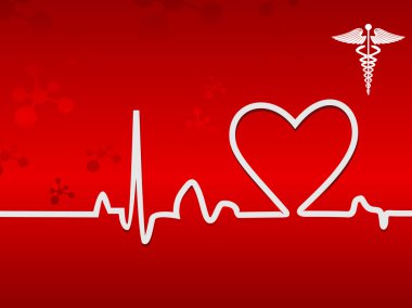 Heart beat on display on a red background clipart