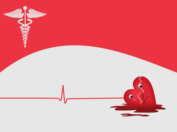 Fundo ataque cardíaco com símbolo médico — Vetor de Stock
