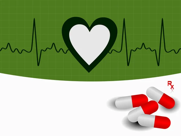 Vector Heart beat illustration with capsules — Stock Vector