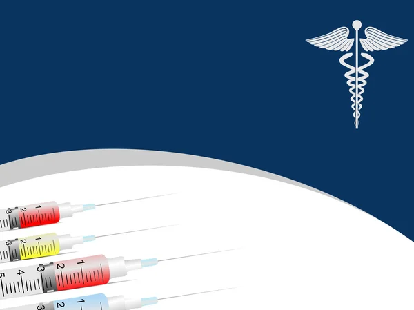 Lékařské vzdělání s injekční stříkačkou, lékařské symbolu — Stockový vektor