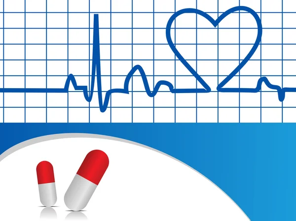 Vector Heart beat illustration with capsules — Stock Vector