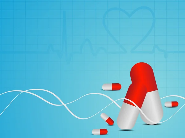 Vecteur Fond médical sans couture battement de coeur avec capsules — Image vectorielle
