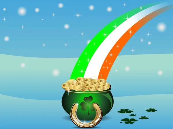 St patrick's pot İrlanda bayrağı ile soyut. vektör illustrat — Stok Vektör