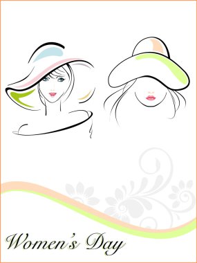 Young girls wearing hat with the text of woman clipart