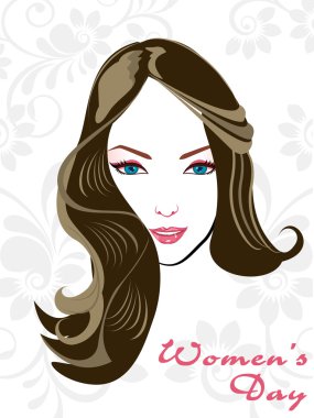 Beauitiful girl with attractive hairs on abstract background. ve clipart