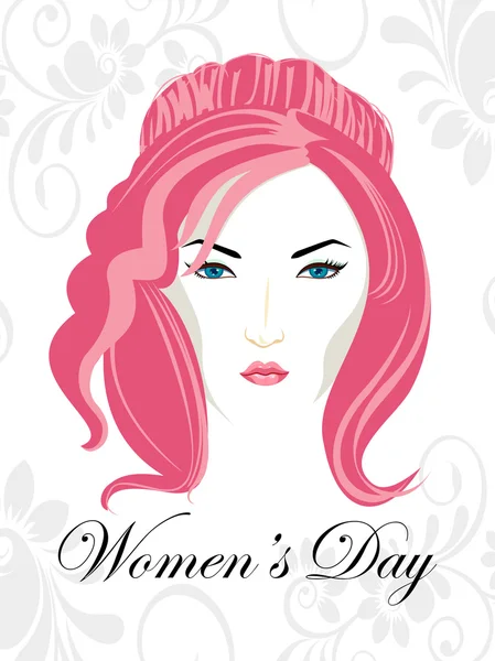 Krásná žena, krásné růžové vlasy. vektor — Stockový vektor