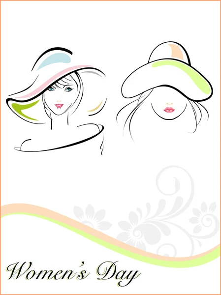 Young girls wearing hat with the text of woman — Stock Vector