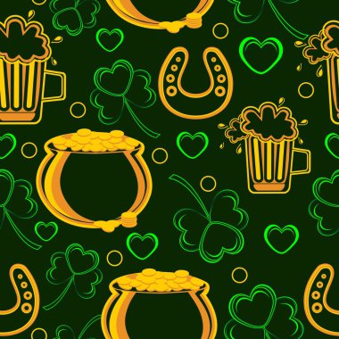 Seamless pattern with the ornaments of Patrick's Day. vector. clipart