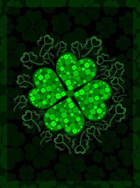 Shiny shamrocks leaf with the beautiful background for St. Patrick's D — Stock Vector