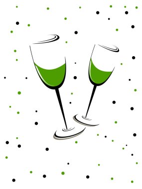 Aziz patrick günü bir bardak şarap yeşil Tema. vektör çizim패 트 릭의 날의 녹색 와인 유리 테마. 벡터 일러스트 레이 션.