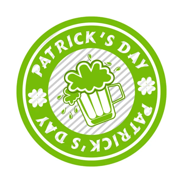 Green grunge rubber stamp with beer mug for St. Patrick's Day — Stock Vector