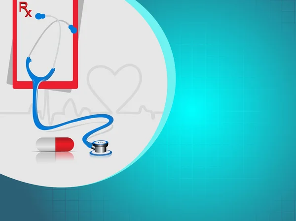 Vektor hjärta slå medicinsk bakgrund med kapslar, stetoskop, — Stock vektor