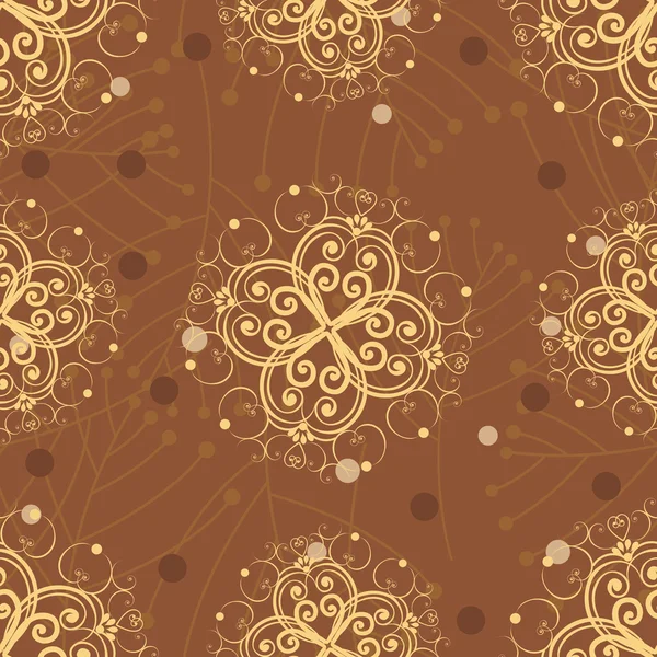 Abstrakte nahtlose Muster mit goldenen Blüten. Vektor — Stockvektor