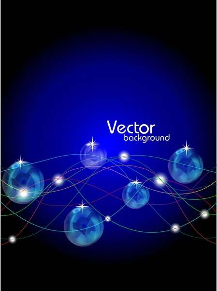 Abstract lines with shiny balls background.vector — Stock Vector