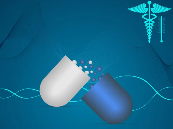 Vague vectorielle fond médical avec capsules, symbole médical — Image vectorielle