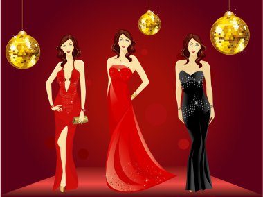 Beautiful girl on red carpet. clipart